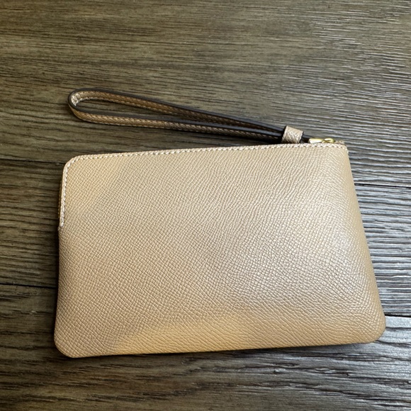 Coach Tan and Silver Wristlet